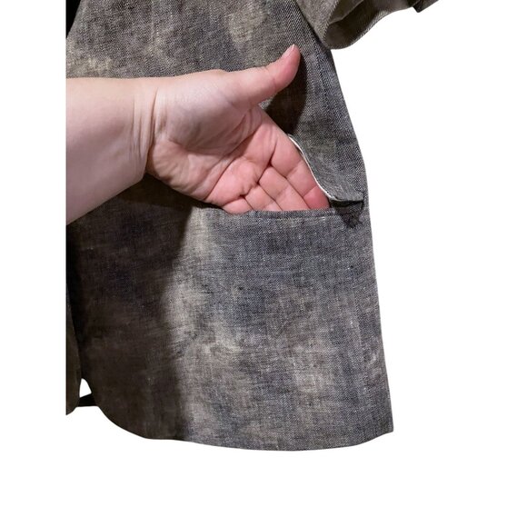 Elizabeth James Linen Blazer 6 Distressed Tie Dye Minimalist Grunge 100% Linen - Picture 3 of 12